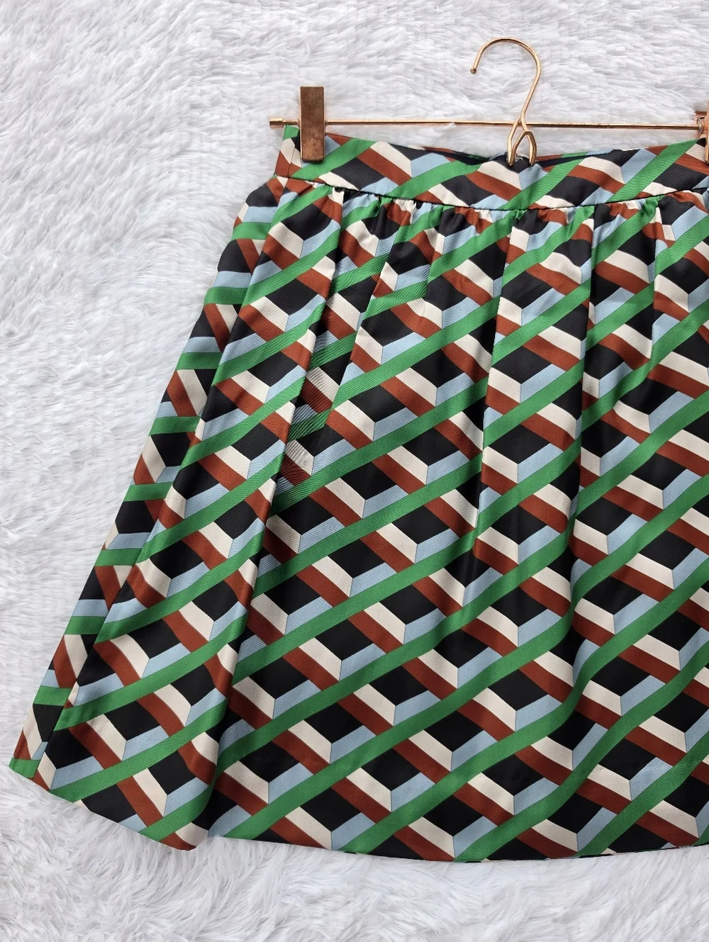 J.‎ Crew Ratti Silk Geometric Diamond Print A-line Skirt